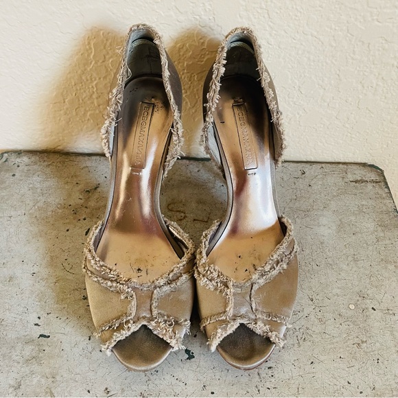 BCBG MaxAzria Silver Satin Platform Heels - Picture 12 of 12